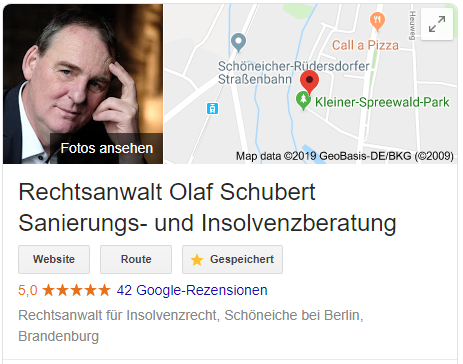 Screenshop Google Ergebnisseite mit Knowledge Graph Infobox zu Rechtsanwalt Olaf Schubert