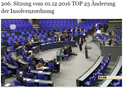 Foto: Bundestag um 22:00 Uhr zur Änderung der Insolvenzordnung